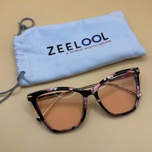 Zeelool Women's Floral Sunglasses - Pink and Black, No Prescription